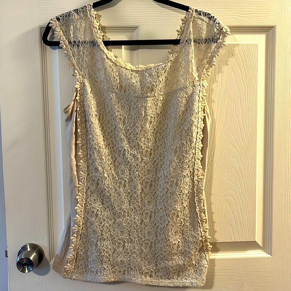 Cream Lace Express Tank Top